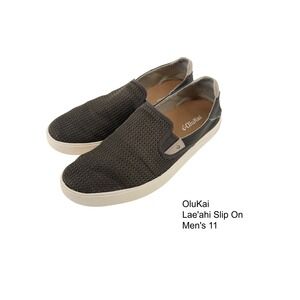 OluKai Lae'ahi Mens 11 Charcoal Gray Mesh Slip On Sneakers